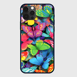 Чехол для iPhone 12 Pro Max Стая бабочек Pattern, цвет: 3D-черный