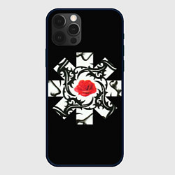 Чехол для iPhone 12 Pro Max RHCP Logo Red Rose, цвет: 3D-черный
