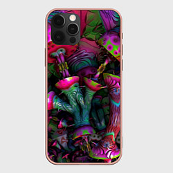 Чехол для iPhone 12 Pro Max Вот такие грибочки Pattern Психоделика, цвет: 3D-светло-розовый