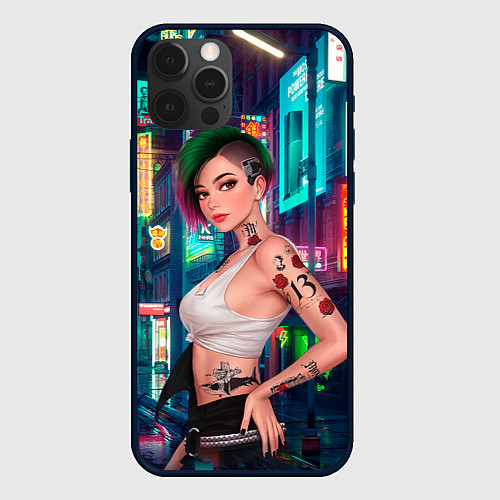 Чехол iPhone 12 Pro Max Judy Cyberpunk2077 Киберпанк / 3D-Черный – фото 1