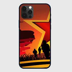 Чехол для iPhone 12 Pro Max Звезда ПОБЕДЫ и силуэты солдат, цвет: 3D-черный
