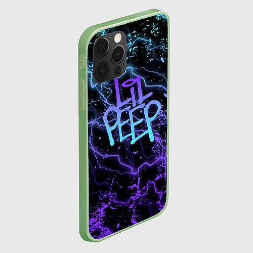 Чехол iPhone 12 Pro Max Lil peep neon молнии / 3D-Салатовый – фото 2