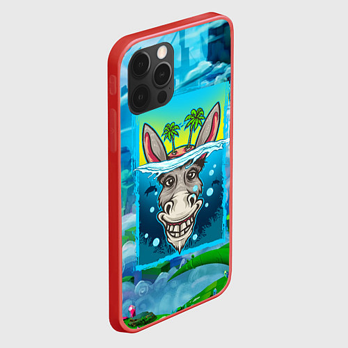 Чехол iPhone 12 Pro Max Голова осла в море / 3D-Красный – фото 2