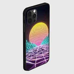 Чехол для iPhone 12 Pro Max Vaporwave Закат солнца в горах Neon, цвет: 3D-черный — фото 2