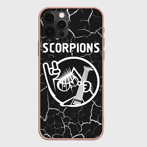 Чехол iPhone 12 Pro Max Scorpions КОТ Трещины / 3D-Светло-розовый – фото 1