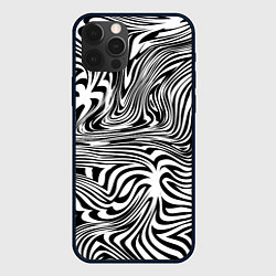 Чехол для iPhone 12 Pro Max Сумасшедшая зебра Абстрактный узор с извилистыми л, цвет: 3D-черный