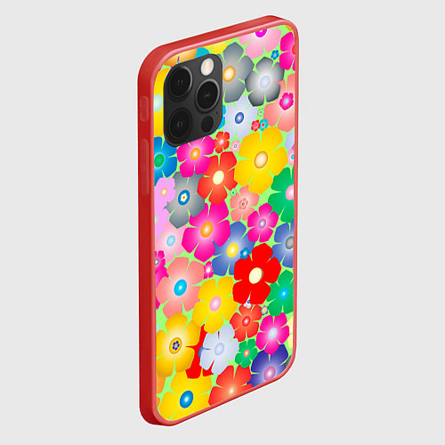 Чехол iPhone 12 Pro Max Цветочки фон / 3D-Красный – фото 2