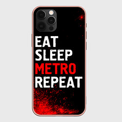 Чехол для iPhone 12 Pro Max Eat Sleep Metro Repeat Арт, цвет: 3D-светло-розовый