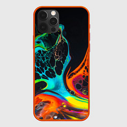 Чехол для iPhone 12 Pro Max Цветная лава краска, цвет: 3D-красный