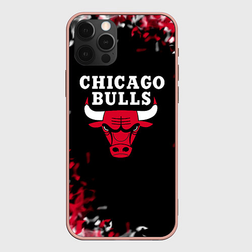 Чехол iPhone 12 Pro Max Чикаго Буллз Chicago Bulls Огонь / 3D-Светло-розовый – фото 1