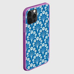Чехол для iPhone 12 Pro Max Векторные белые цветы, цвет: 3D-сиреневый — фото 2