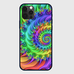Чехол для iPhone 12 Pro Max Красочная фрактальная спираль Узор Colorful fracta, цвет: 3D-черный