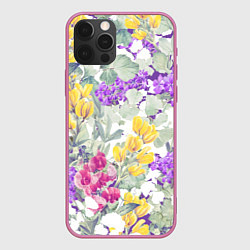 Чехол для iPhone 12 Pro Max Цветы Красочный Луговой Узор, цвет: 3D-малиновый