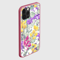 Чехол для iPhone 12 Pro Max Цветы Красочный Луговой Узор, цвет: 3D-малиновый — фото 2