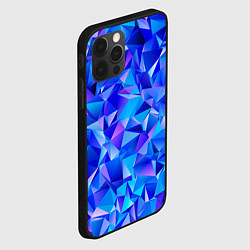 Чехол для iPhone 12 Pro Max СИНЕ-ГОЛУБЫЕ полигональные кристаллы, цвет: 3D-черный — фото 2
