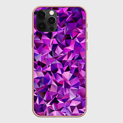 Чехол для iPhone 12 Pro Max ФИОЛЕТОВЫЕ КРИСТАЛЛЫ, цвет: 3D-светло-розовый