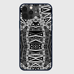 Чехол для iPhone 12 Pro Max Черно-белый этнический орнамент, цвет: 3D-черный