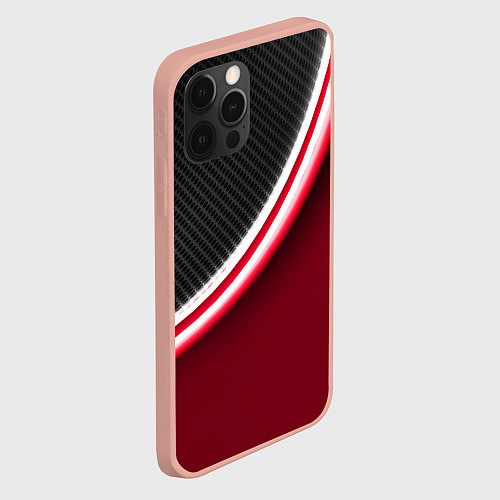 Чехол iPhone 12 Pro Max Перфорация - красный неон / 3D-Светло-розовый – фото 2