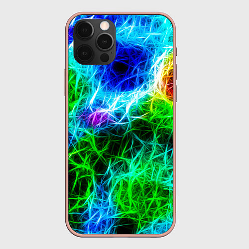 Чехол iPhone 12 Pro Max ПЕРЕПЛЕТЕННЫЕ ЦВЕТНЫЕ УЗОРЫ / 3D-Светло-розовый – фото 1