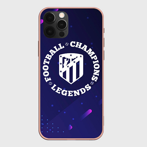 Чехол iPhone 12 Pro Max Символ Atletico Madrid и круглая надпись Football / 3D-Светло-розовый – фото 1