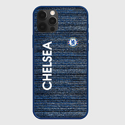 Чехол для iPhone 12 Pro Max CHELSEA F C ЧЕЛСИ ШУМ ПОЛОС ТЕКСТУРА, цвет: 3D-тёмно-синий