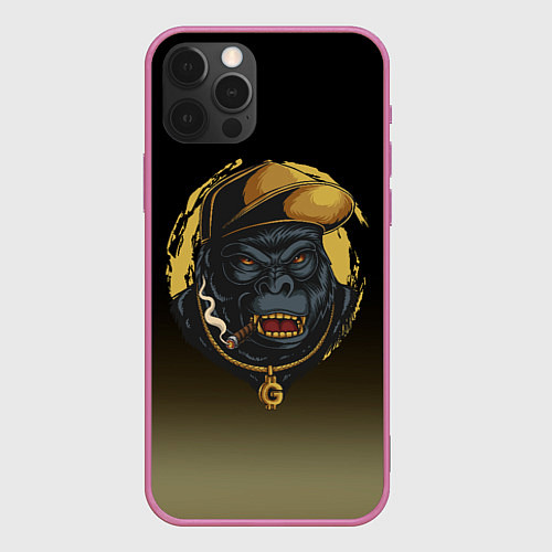 Чехол iPhone 12 Pro Max Hip-hop Gorilla / 3D-Малиновый – фото 1