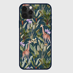 Чехол для iPhone 12 Pro Max Цветы Безвременники и Жирафы, цвет: 3D-черный