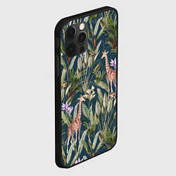 Чехол для iPhone 12 Pro Max Цветы Безвременники и Жирафы, цвет: 3D-черный — фото 2