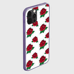 Чехол для iPhone 12 Pro Max Цветы Красные Розы На Белом Фоне, цвет: 3D-серый — фото 2