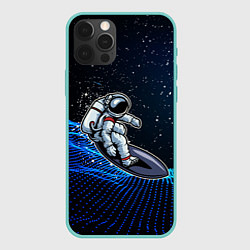 Чехол для iPhone 12 Pro Max Космонавт на серфинге, цвет: 3D-мятный