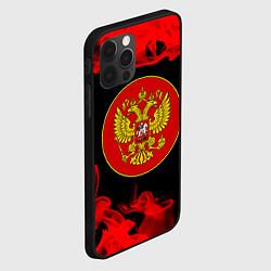 Чехол для iPhone 12 Pro Max RUSSIA - ГЕРБ - Пламя, цвет: 3D-черный — фото 2