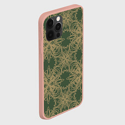 Чехол для iPhone 12 Pro Max Зелено-золотой фрактальный узор, цвет: 3D-светло-розовый — фото 2