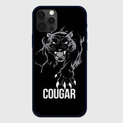 Чехол для iPhone 12 Pro Max Cougar on the hunt - Пума на охоте, цвет: 3D-черный