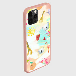 Чехол для iPhone 12 Pro Max Красочные животные, цвет: 3D-светло-розовый — фото 2