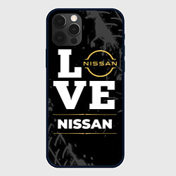 Чехол для iPhone 12 Pro Max Nissan Love Classic со следами шин на фоне, цвет: 3D-черный