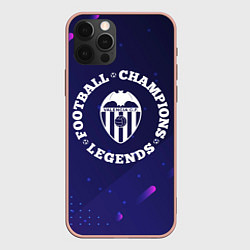 Чехол iPhone 12 Pro Max Символ Valencia и круглая надпись Football Legends