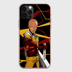 Чехол для iPhone 12 Pro Max One Punch Man - Сайтама-аниме, цвет: 3D-светло-розовый