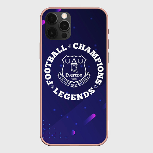 Чехол iPhone 12 Pro Max Символ Everton и круглая надпись Football Legends / 3D-Светло-розовый – фото 1