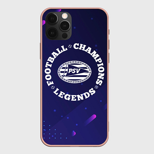 Чехол iPhone 12 Pro Max Символ PSV и круглая надпись Football Legends and / 3D-Светло-розовый – фото 1