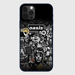 Чехол для iPhone 12 Pro Max Большой принт группы OASIS, цвет: 3D-черный