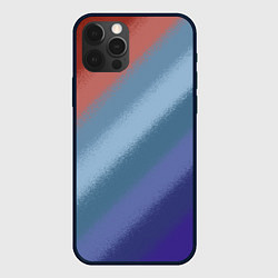 Чехол для iPhone 12 Pro Max Полосатый коричнево-голубой паттерн, цвет: 3D-черный