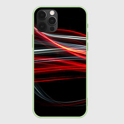 Чехол iPhone 12 Pro Max Волнообразные линии неона - Красный