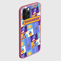 Чехол для iPhone 12 Pro Max Инженер паттерн, цвет: 3D-малиновый — фото 2