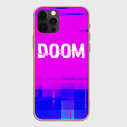 Чехол для iPhone 12 Pro Max Doom Glitch Text Effect, цвет: 3D-светло-розовый