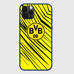 Чехол для iPhone 12 Pro Max Borussia боруссия абстрактный фон желтый, цвет: 3D-тёмно-синий