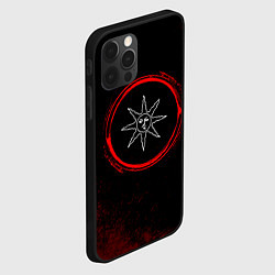 Чехол для iPhone 12 Pro Max Символ Dark Souls и краска вокруг на темном фоне, цвет: 3D-черный — фото 2