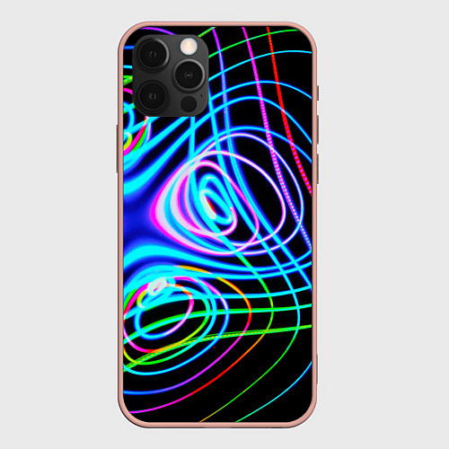 Чехол iPhone 12 Pro Max Неоновое множество линий - Голубой / 3D-Светло-розовый – фото 1