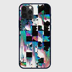 Чехол для iPhone 12 Pro Max Glitch Abstract squares Глитч Абстрактные квадраты, цвет: 3D-черный