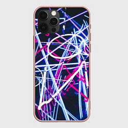 Чехол iPhone 12 Pro Max Неоновые хаотичные линии и буквы - Синий
