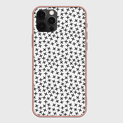 Чехол для iPhone 12 Pro Max Кресты На Белом Фоне, цвет: 3D-светло-розовый